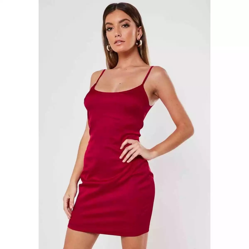 NWT Misguided Red Satin Slip Dress Size 6 Petite